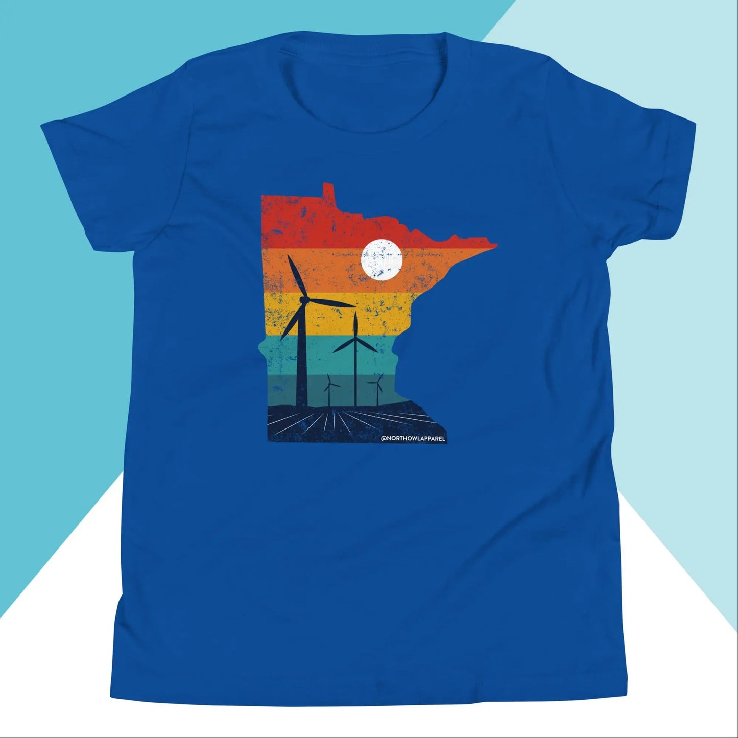Minnesota Rural Retro Windmill Sunset Youth Kids Shirt North Owl Apparel
