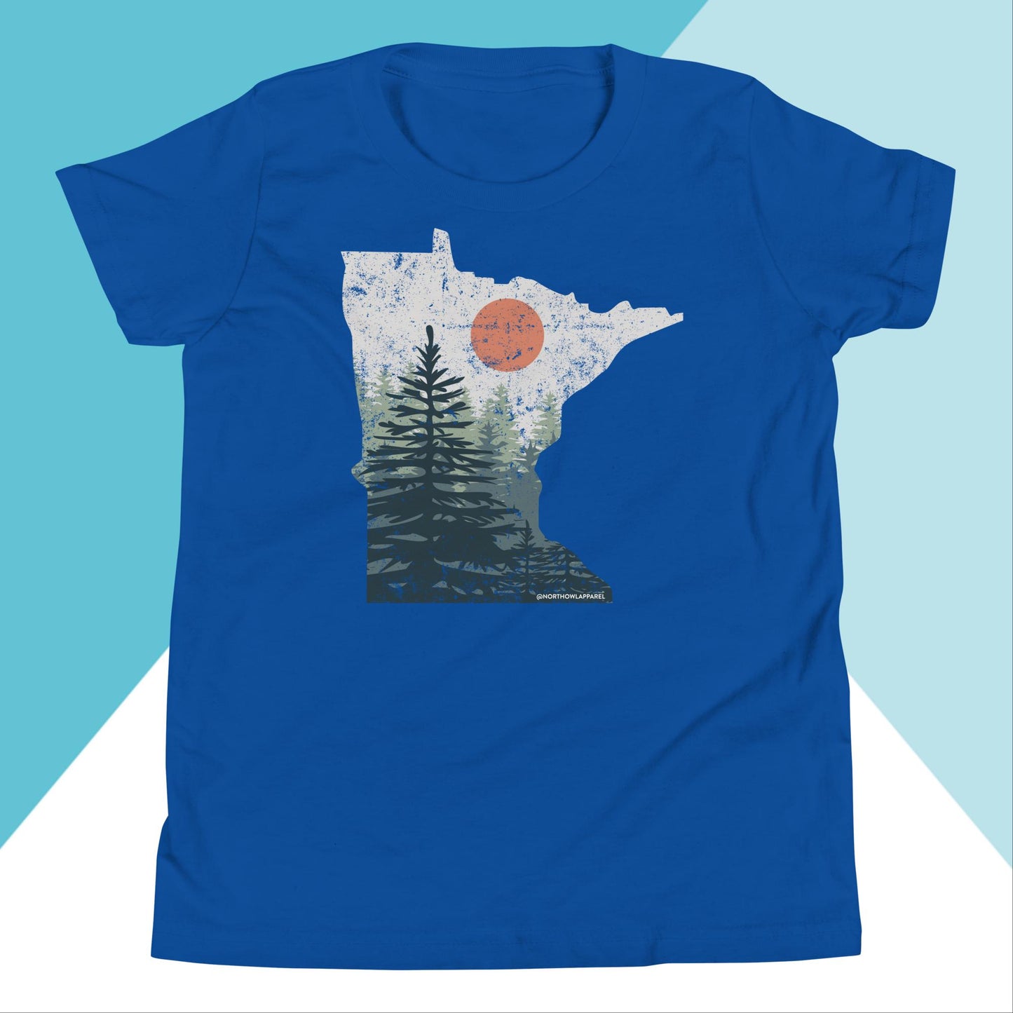 Minnesota Pine Trees Distressed Youth Kids Shirt
